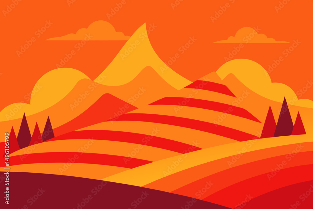 Fototapeta premium Modern Abstract Landscape Line Art Design in Ultra HD Vector Illustration Background