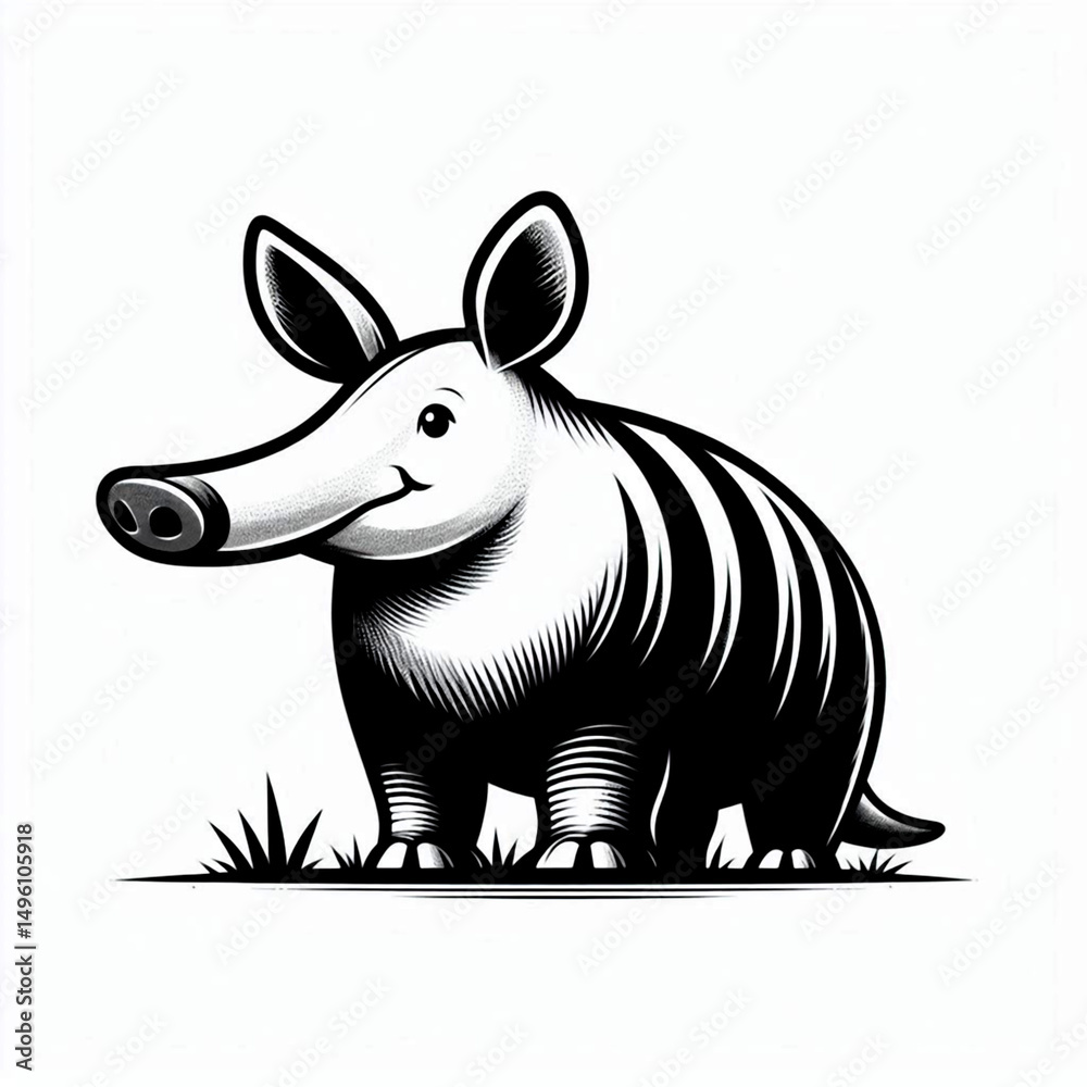 Naklejka premium aardvark, vector, black and white, image, wallpaper, halftone, cartoon