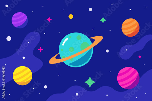 Enchanting Magical Nature Universe Dreamscape Wallpaper Vector Illustration Background