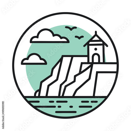Line Icon Of Mountain Range With Sun And Stars  Ad (1)