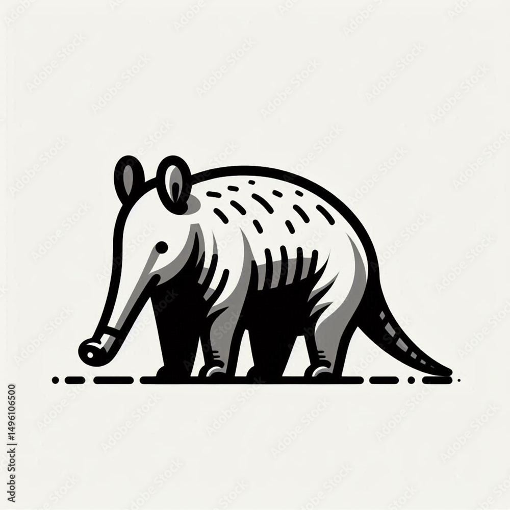 Fototapeta premium aardvark, vector, black and white, image, wallpaper, halftone, cartoon