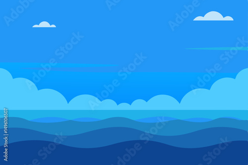 Vast Ocean Horizon Meeting Colorful Sky Wallpaper Background Vector Illustration Background