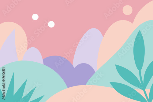 Elegant Stylized Nature Landscape Wallpaper with Gentle Pastel Colors Vector Illustration Background