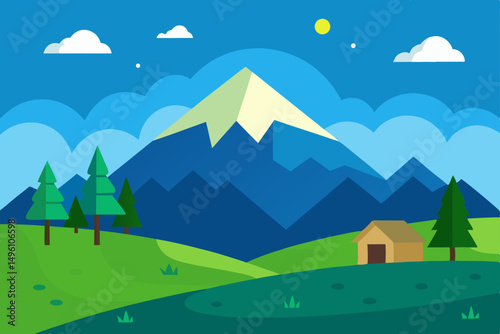 Warm and Cozy Landscape Nature Background Wallpaper Vector Illustration Background