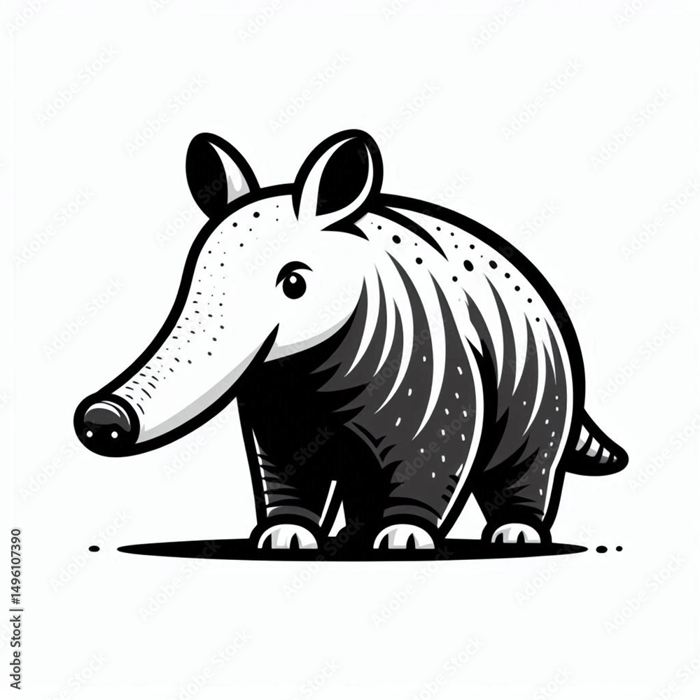 Fototapeta premium aardvark, vector, black and white, image, wallpaper, halftone, cartoon