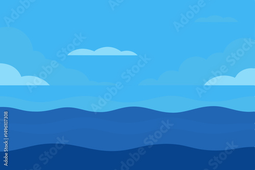 Vast Ocean Horizon Meeting Colorful Sky Wallpaper Background Vector Illustration Background