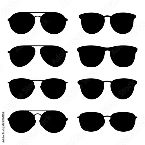 Set of sunglasses silhouette vector designs, black silhouette sunglass