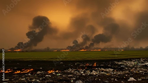 Fire Spreading Across Dry Field – High-Energy Outdoor Atmosphere