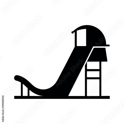 Water Slide Black Vector Silhouette Image