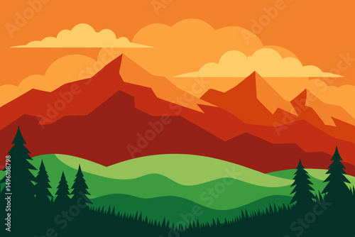 Expansive Wild Horizon Nature View Landscape Wallpaper Vector Illustration Background