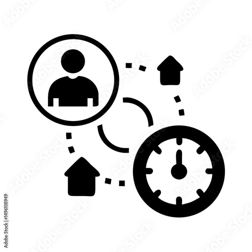 Find real estate agent and property with time management and home search clock concept icon