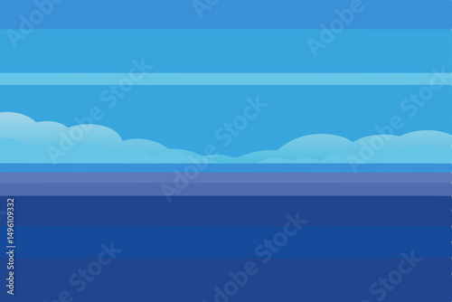 Endless Ocean Horizon Meeting Colorful Sky Wallpaper Background Vector Illustration Background