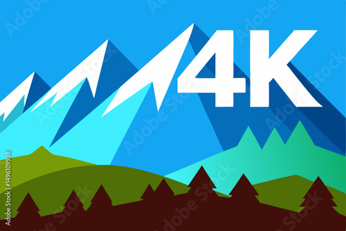Stunning 4K Wide Panoramic View of Majestic Mountain Range Vector Illustration Background