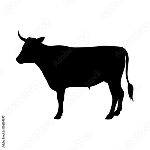 Black silhouette of a standing cow vector illustration farm animal livestock cattle mammal design graphic art