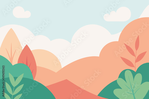 Modern Stylized Nature Landscape Wallpaper with Gentle Soft Colors Vector Illustration Background