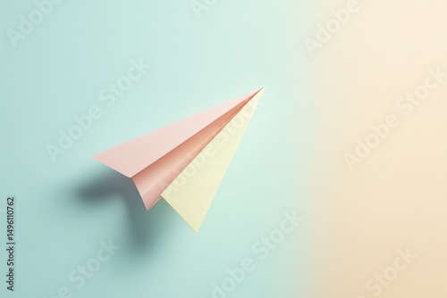 Wallpaper Mural minimalistic close-up of single paper airplane against plain pastel background Torontodigital.ca