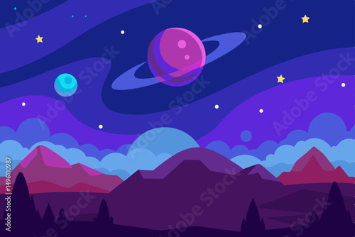 Stunning Galaxy Starscape Night Sky Nature Background Vector Illustration Background