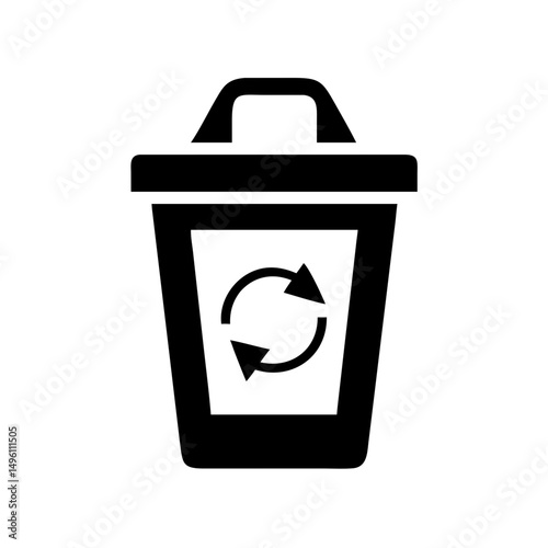 Recycle bin icon vector illustration, trash can with recycle symbol for waste management design