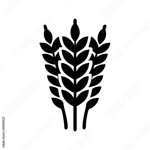 Black wheat stalk vector illustration for agriculture and organic food industry design needs
