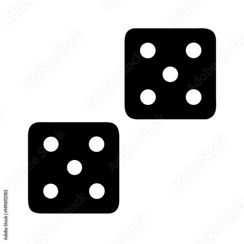 Two black dice vector illustration for casino games gambling and board game design element concept