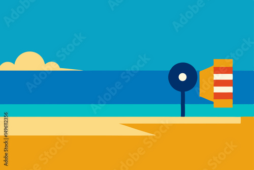 Long Exposure Beach Scene 4K Wallpaper Vector Illustration Background