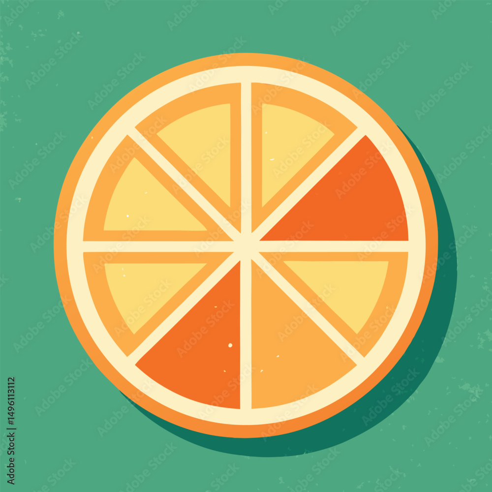 Retro Orange Slice Icon In Flat Design Bold Segme Retro Orange Slice Icon In Flat Design Bold Segme