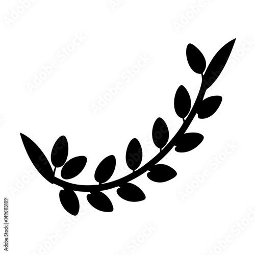 Isolated black silhouette of a branch with leaves vector illustration design element for art