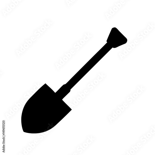 Isolated black shovel vector illustration for gardening digging and construction work equipment