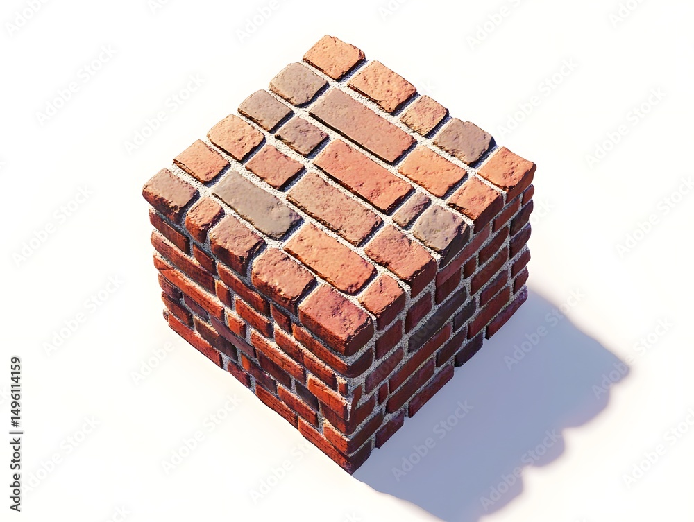 Rustic Red Brick Texture Cube: Stylized 3D Render, Warm and Earthy Tone Rustic Red Brick Texture Cube: Stylized 3D Render, Warm and Earthy Tone