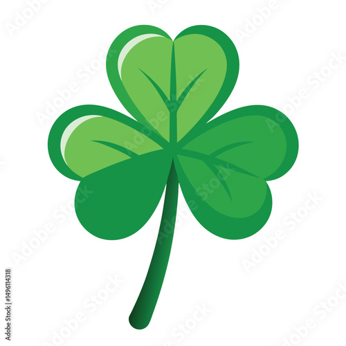 Three Leaf Clover With Vein Details  Vector Illus