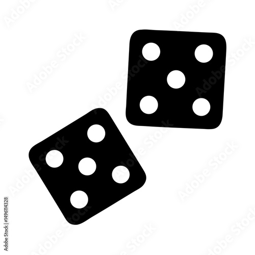 Black dice vector illustration for board game design and gambling concepts with two dice icon