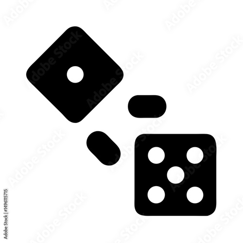 Vector graphic of black and white dice for casino games board games and gambling icons design