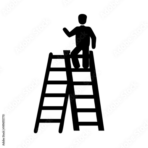 Man climbing ladder silhouette vector image for construction safety and worker accessibility projects design