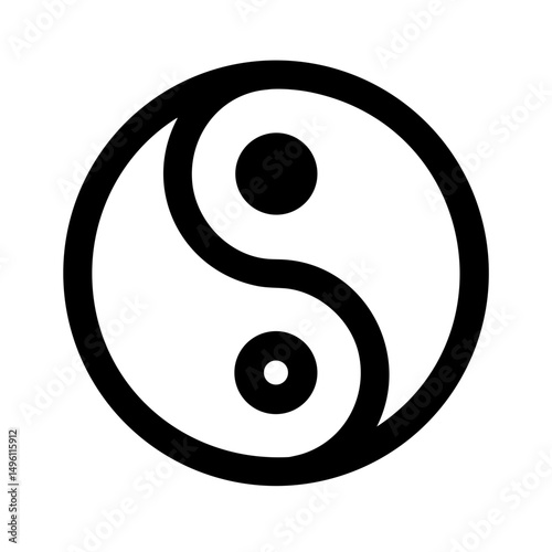 Yin yang symbol vector illustration of balance harmony duality in black and white design art