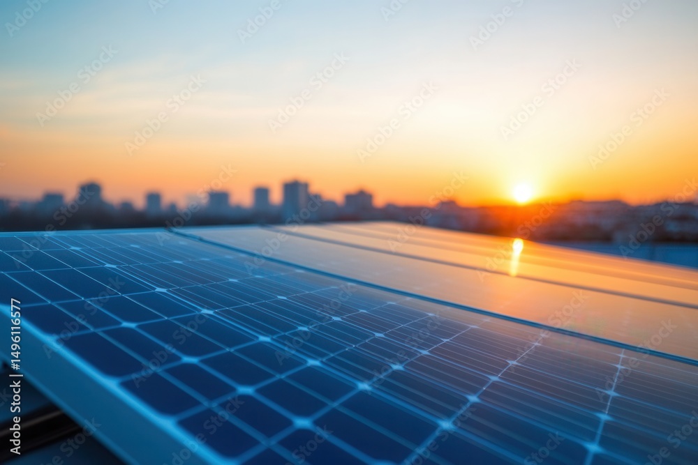 custom made wallpaper toronto digitalSolar Panels on Rooftop at Sunset View