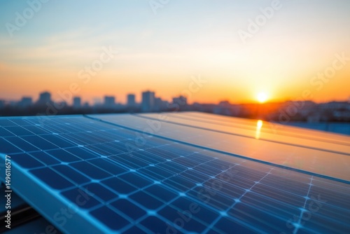 Wallpaper Mural Solar Panels on Rooftop at Sunset View Torontodigital.ca
