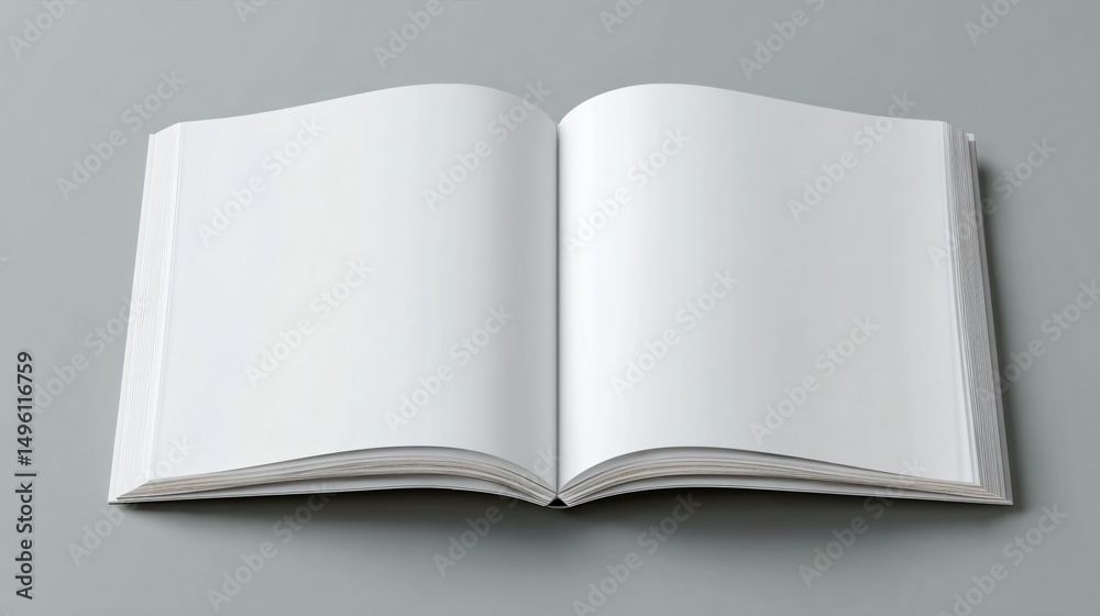 Professional Blank White Book Open Pages or Brochure Top-Down View Professional Blank White Book Open Pages or Brochure Top-Down View