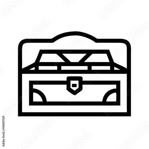 Treasure chest filled with gold bars vector icon illustration for graphic design asset needs