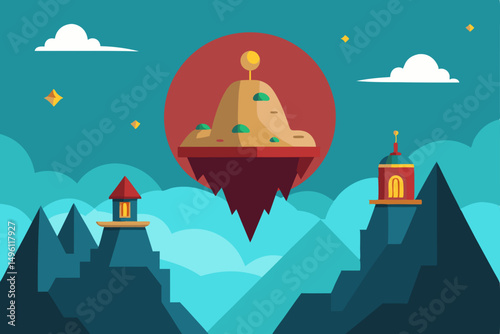 chronicles of the floating mountains vector illustration background