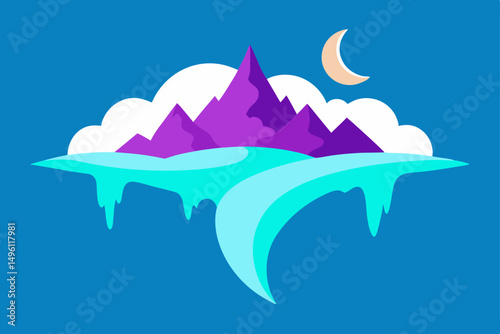 dream world with bending mountains UHD vector illustration background