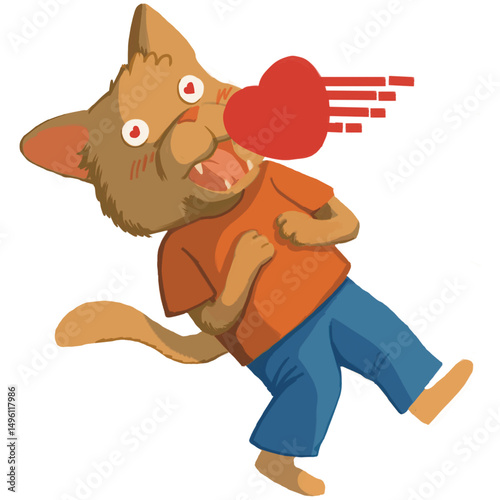Orange cat in love