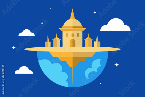 atlantis reimagined in a sky world vector illustration background