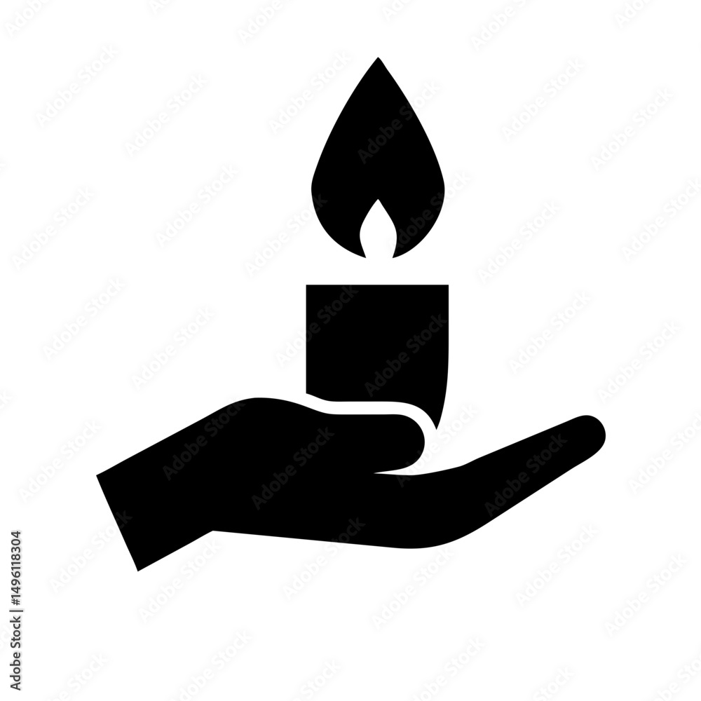 Candle in hand vector illustration for hope light memorial spirituality and peace concept design Candle in hand vector illustration for hope light memorial spirituality and peace concept design