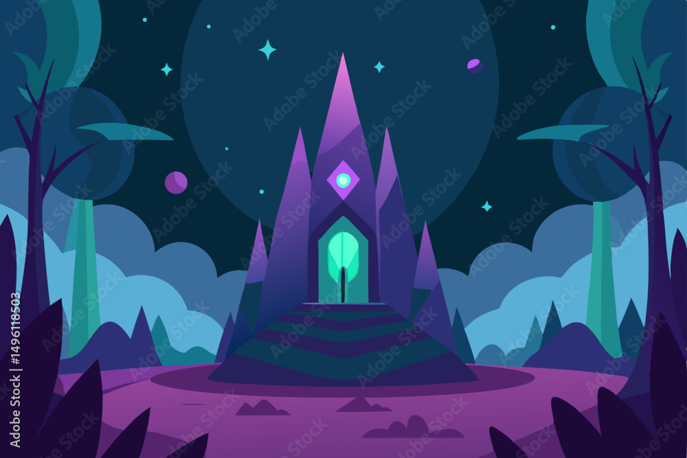 Fototapeta premium cradle of the multiverse forest vector illustration background