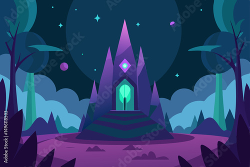 cradle of the multiverse forest vector illustration background
