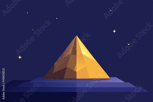 fantasy pyramid with star sky UHD vector illustration background
