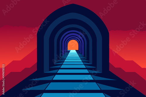 fantasy tunnel through reality wallpaper vector illustration background