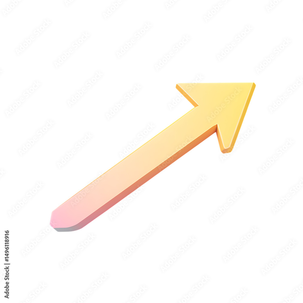 Minimalistic Arrow with Soft Gradient Transitions Isolated on Transparent Background Minimalistic Arrow with Soft Gradient Transitions Isolated on Transparent Background
