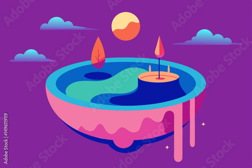 reality melts in the dream basin vector illustration background