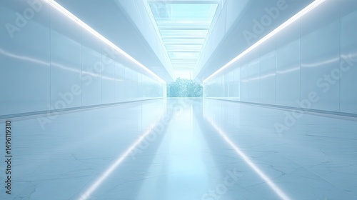 capturing world of educational institutions this minimalistic image depicts sleek hallway with clean lines and natural